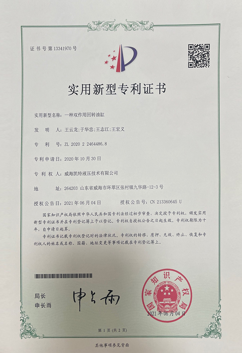 一種雙作用回轉(zhuǎn)油缸-實(shí)用新型專利