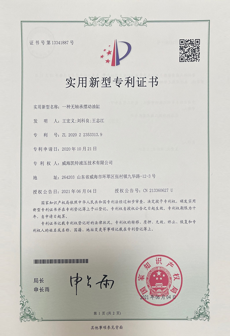 一種無(wú)軸承擺動(dòng)油缸-實(shí)用新型專利