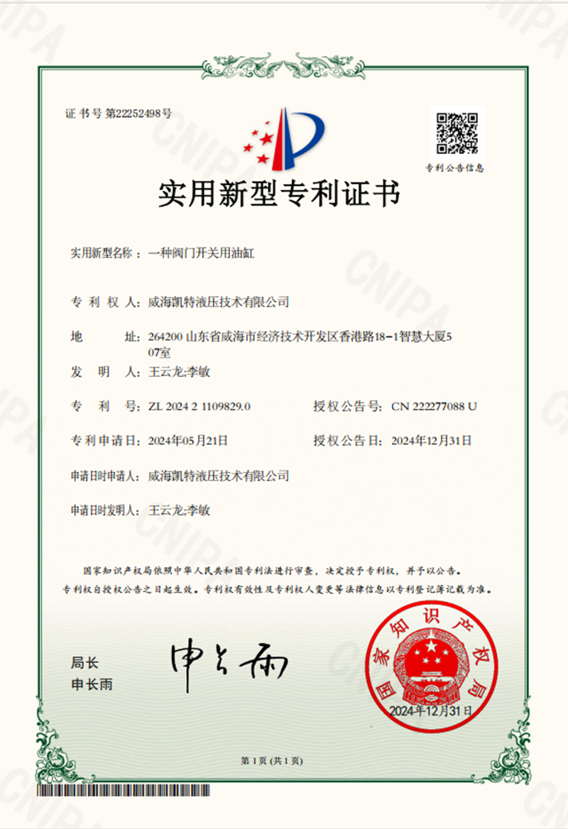 一種閥門開關(guān)用油缸